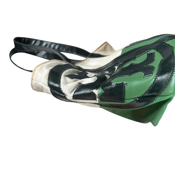 Tory‎ Burch Dipped Canvas Beach Tote Bag Green - Picture 4 of 14